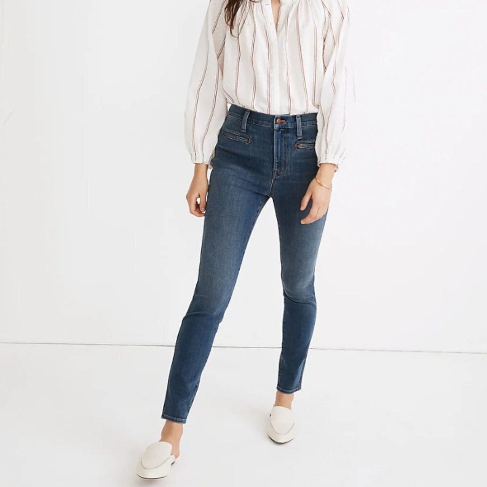 NWOT Madewell 10" High-Rise Roadtripper Jeggings Ellerby Wash Zip Pocket Edition